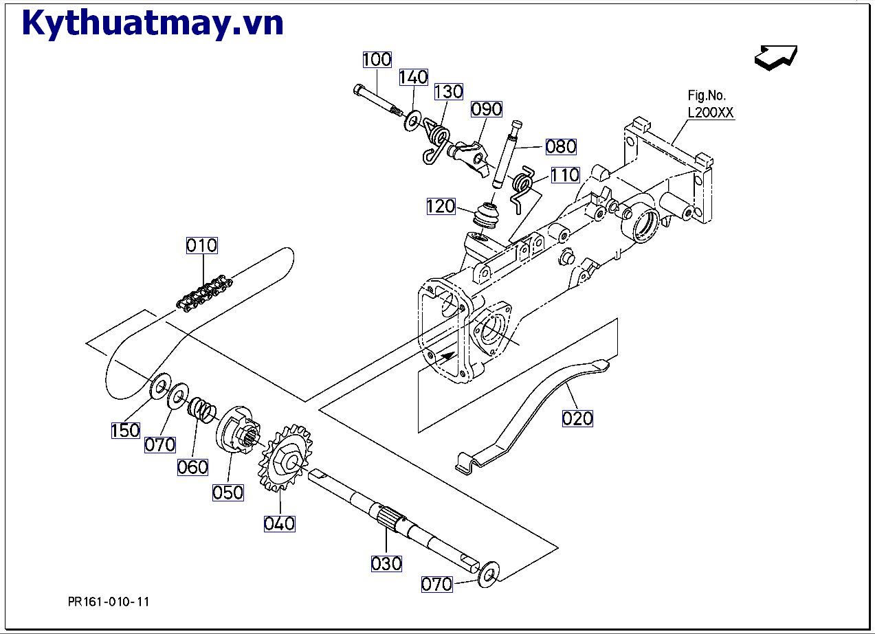 cụm tay cấy ( nhông, xích, cụm tay trái)